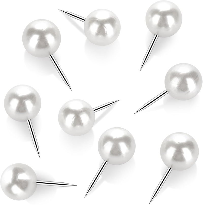 Wteehn 60 Pcs Push Pins, Thumb Tacks for Decorative Wall, Pearl White Thumbtacks for Bulletin Board Corkboard Map Calendar Photo Home Office - Image 3